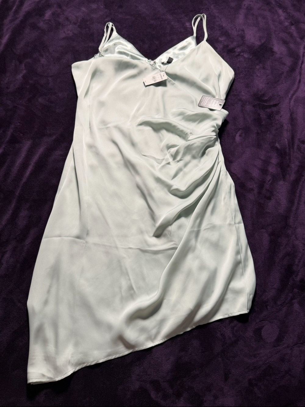 Express Mint Green Satin Asymmetrical Dress NWT Size Large